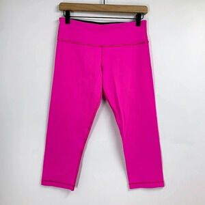 Lululemon Wunder Under High-Rise Crop 18" Pink‎ Mesh Active Yoga Crop Size 8